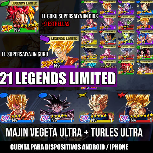 [Android & iPhone] TURLES ULTRA + MAJIN VEGETA ULTRA + LL SUPERSAIYAJIN GOKU + LLGOKU SUPERSAIYAJIN DIOS + 21 LEGENDS LIMITED