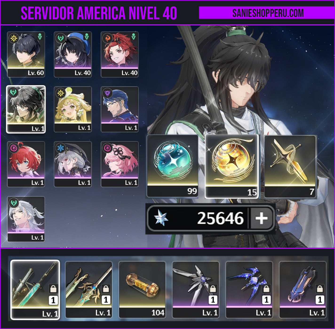 [Nivel 40] 25,646 Astritas 💎 | Qiuyuan + Arma | Wuthering Waves Cuenta Reroll