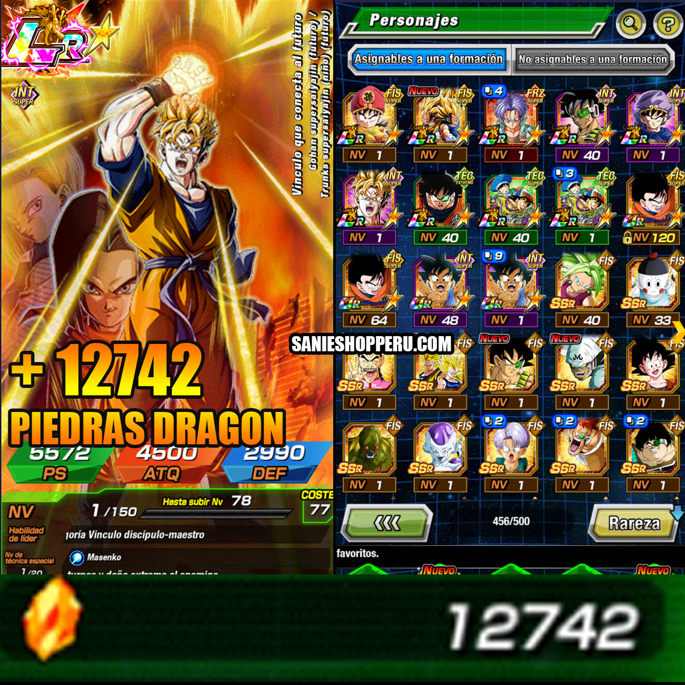 ANDROID|+ 12742 Piedras Dragon💎 |Gohan Futuro LR |Dokkan Battle cuenta reroll