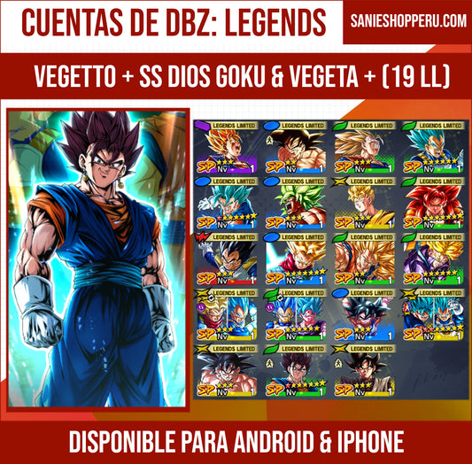 [Android & iPhone] ⭐️ Vegeto LL 1ESTRELLA ROJA + SS Dios Goku & Vegeta + (19 LL)⭐️