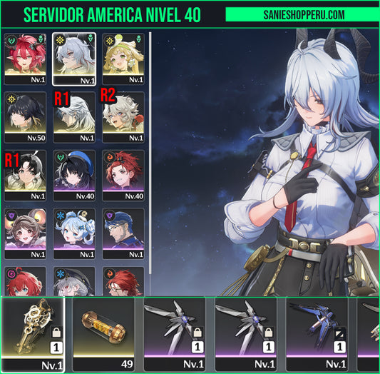 [Nivel 40]✔️Cumpleaños libre | Zani + Arma 5⭐ ( Veredicto del destello ) +Ciaccona,  Calcharo R1 , Verina , Lingyang R2, Jianxin| Wuthering Waves Cuenta reroll