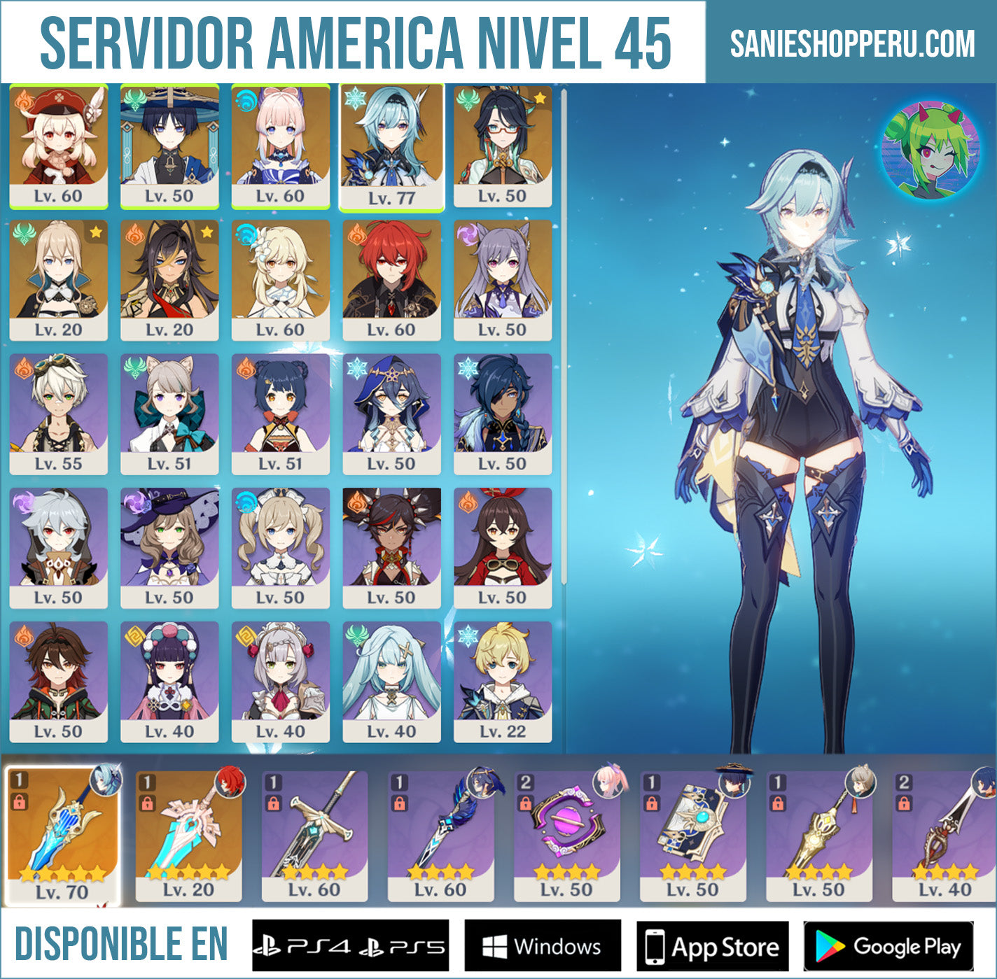 [AR 45] ⭐️ Eula + Arma + Klee + Trotamundos + Eula + Xianyun + Jean + Dehya + Diluc + Keqing
