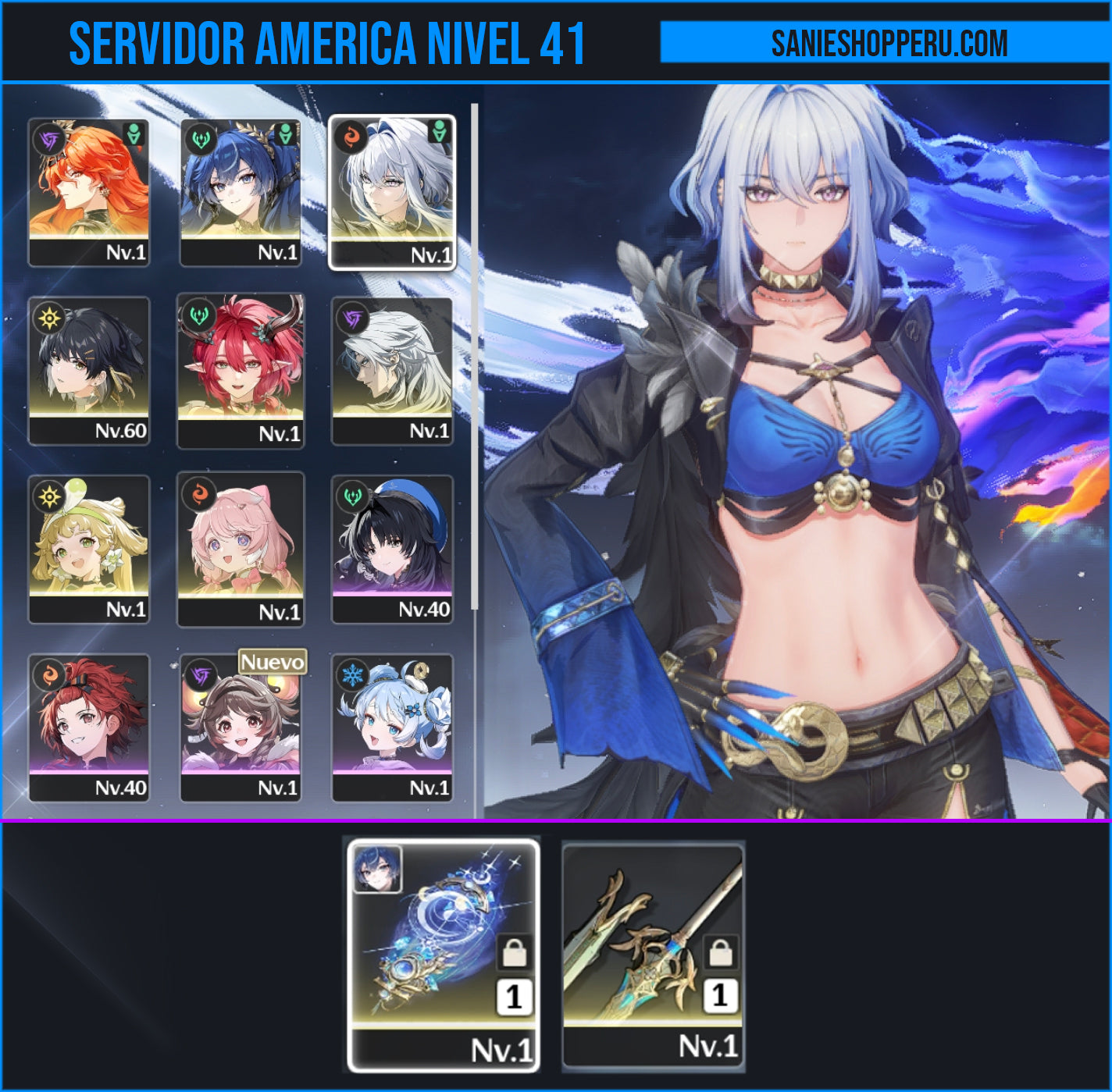 [Nivel 41] Cumpleaños Libre ✅ | Augusta + Iuno + Arma + Galbrena | Cuenta Reroll Wuthering Waves