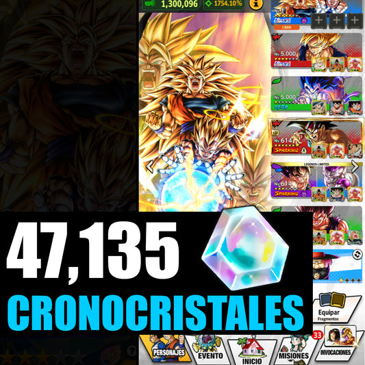[ANDROID] 47,135 Cronocristales💎 + Goku ssj3 & Vegeta ssj2 ULTRA  | DRAGON BALL Legends Cuenta