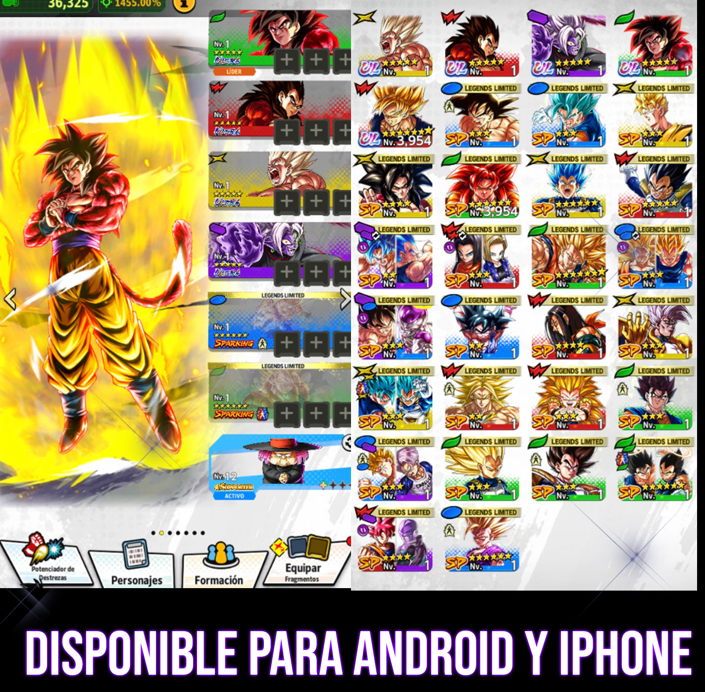 [Android & iPhone] LL SSJ2 Gohan 6⭐️+ LL Goku SSJ DIOS & HIT + LL GOKU & VEGETA + SSJ4 Goku ULTRA + SSJ4 Vegeta ULTRA + Zamasu ULTRA + SSJ GOKU NAMEK ULTRA + 25 LL