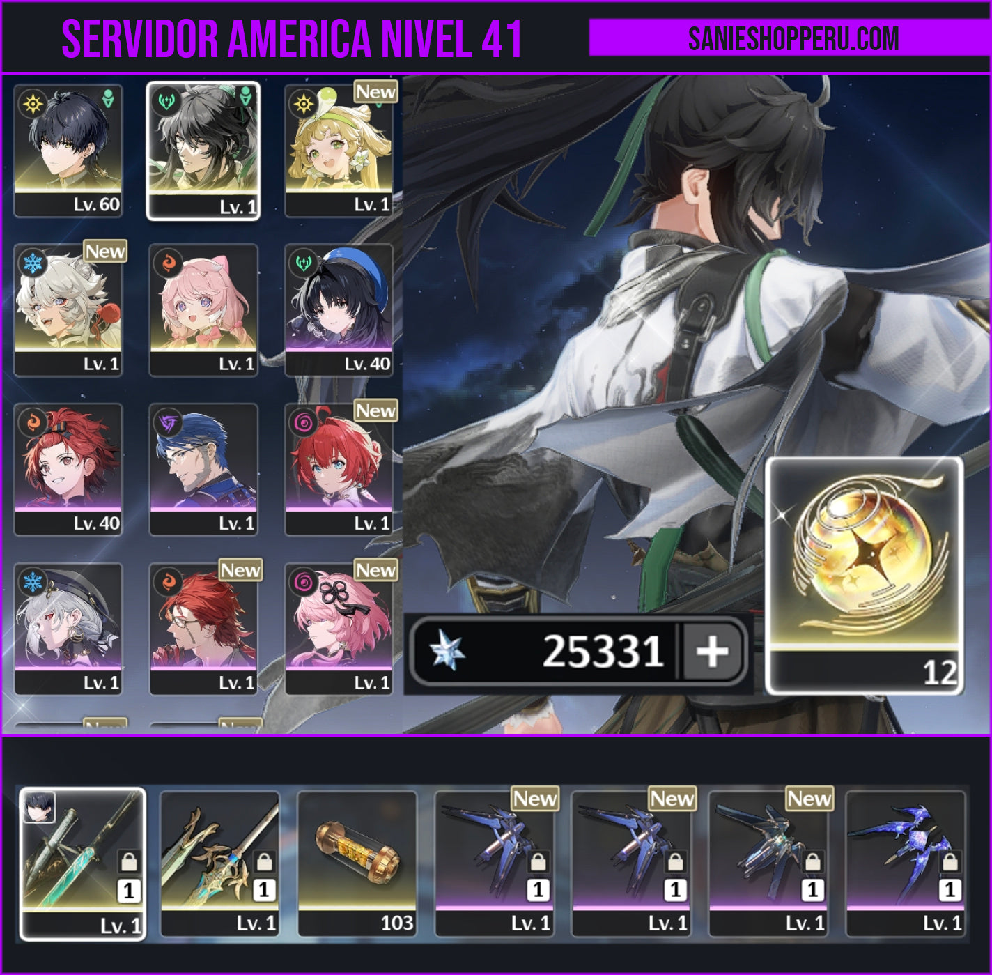 [Nivel 41] 25,331 Astritas 💎 |  Qiuyuan + Arma | Wuthering Waves Cuenta Reroll