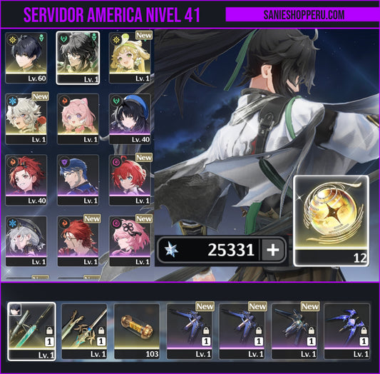 [Nivel 41] 25,331 Astritas 💎 |  Qiuyuan + Arma | Wuthering Waves Cuenta Reroll