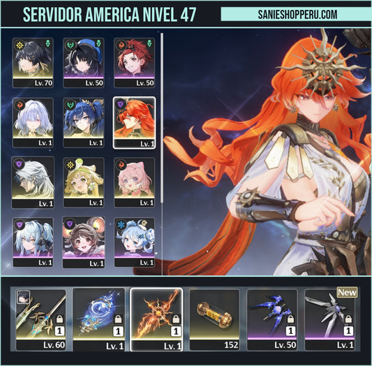 [Nivel 47] Mornye + Augusta + Arma + Iuno + Arma | Wuthering Waves Cuenta Reroll