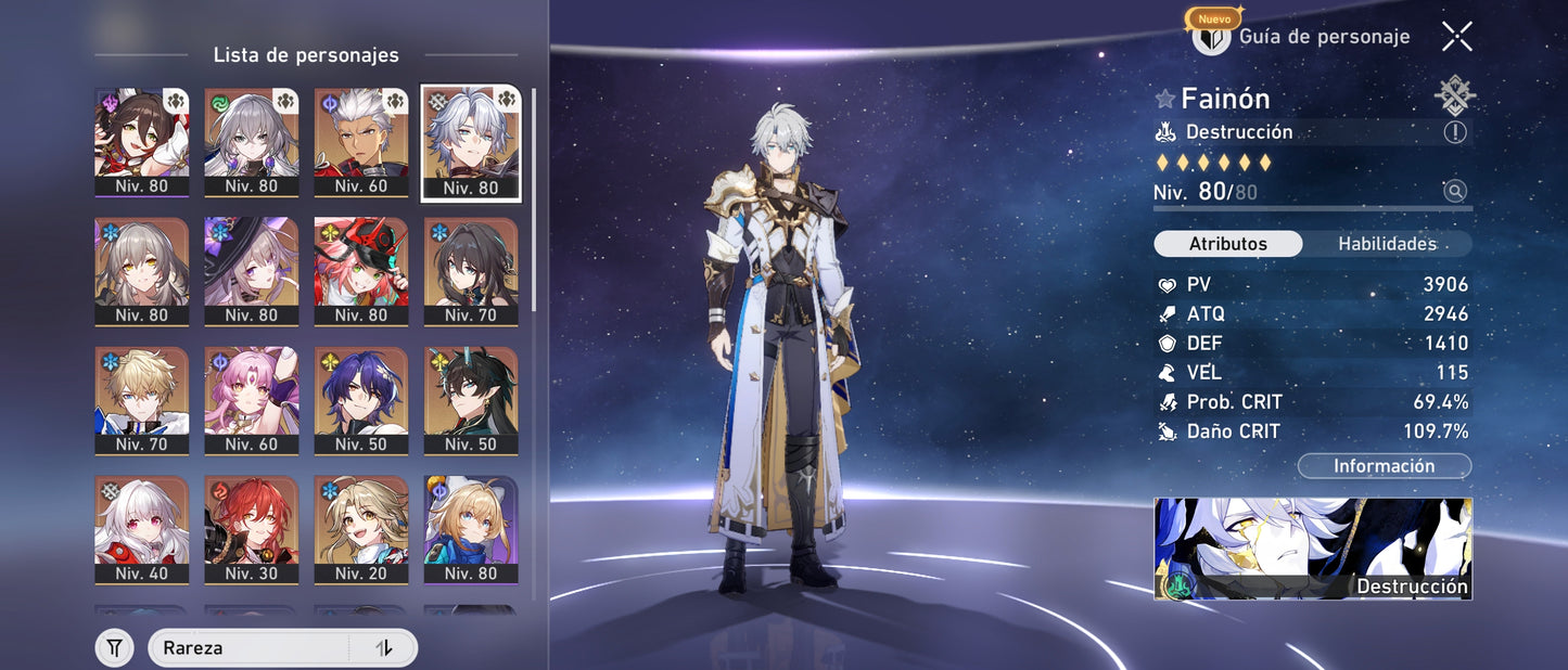 [Nivel 65] [Cumpleaños Libre] Fainón + Cono , Ruan Mei + Rappa + Sra. Herta + Fu Xuan + Dr. Ratio + Imbibitor Lunae + Bronya E3+ Himeko + Yanqing + Clara + Gepard +