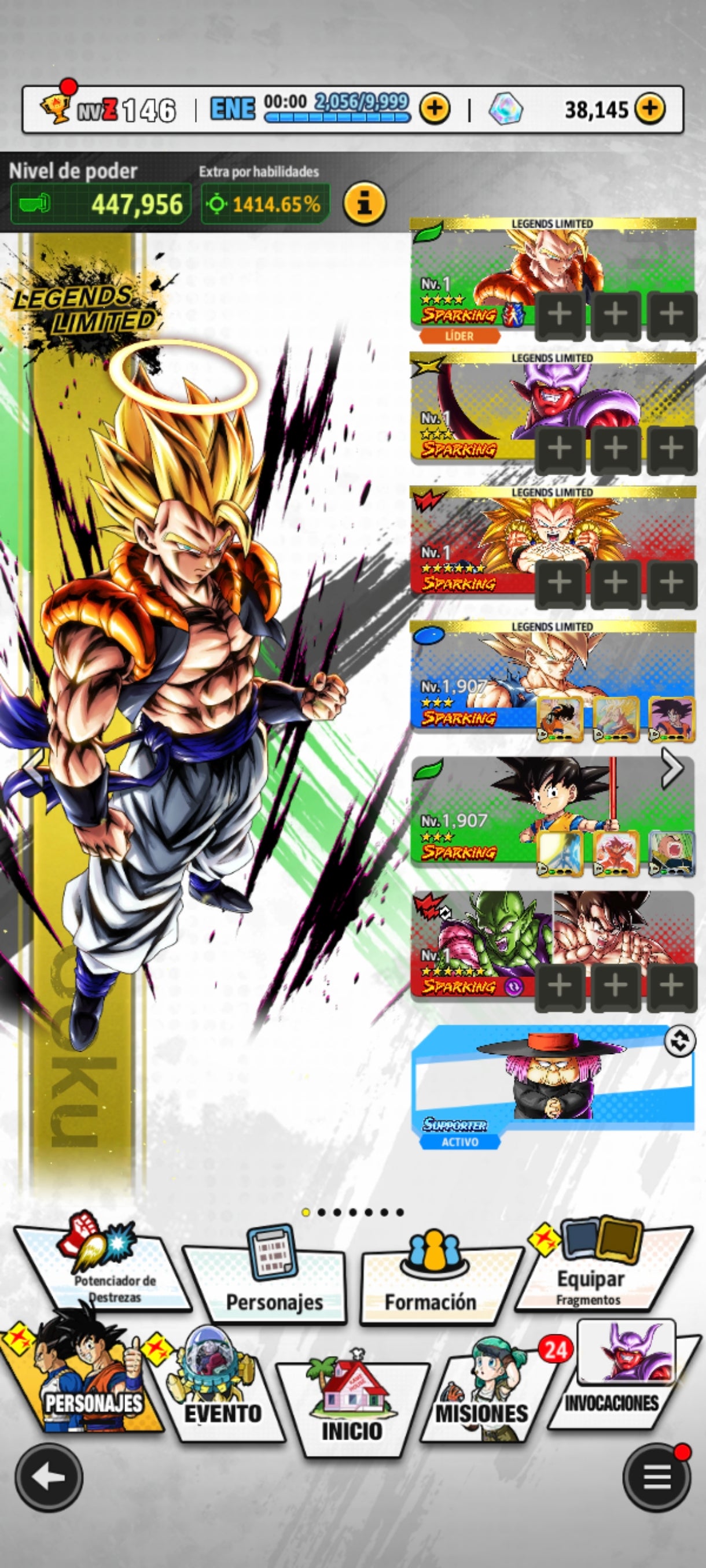 [Android] 38,145 Cronocristales 💎+ 6 Legends Limited | Dragon Ball: Legends Cuenta Reroll