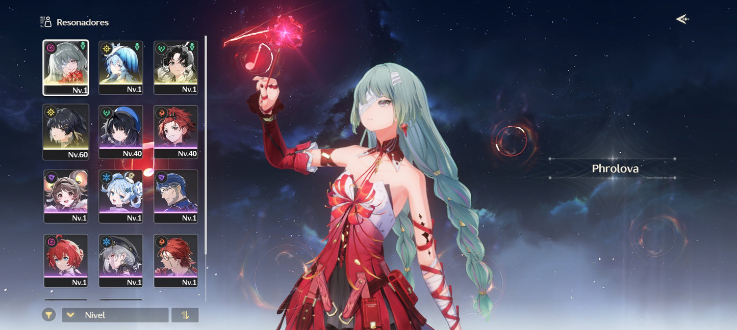 [Nivel 40] Cumpleaños Libre ✅ | 30518 Astritas 💎 |  ⭐ Phrolova + Arma + Shorekeeper | Wuthering Waves Cuenta Reroll