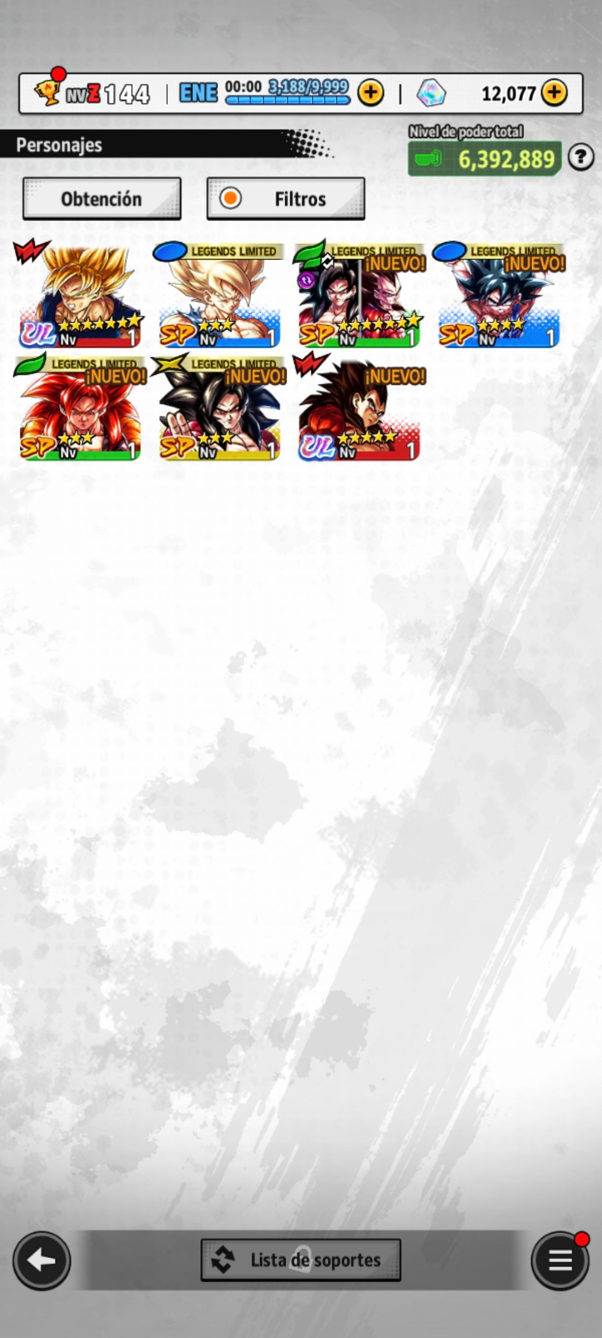 [Solo Android] ⭐️VEGETA SSJ4  (UL)⭐️ + 💎12,077 Cronocristales💎 + 5 LL