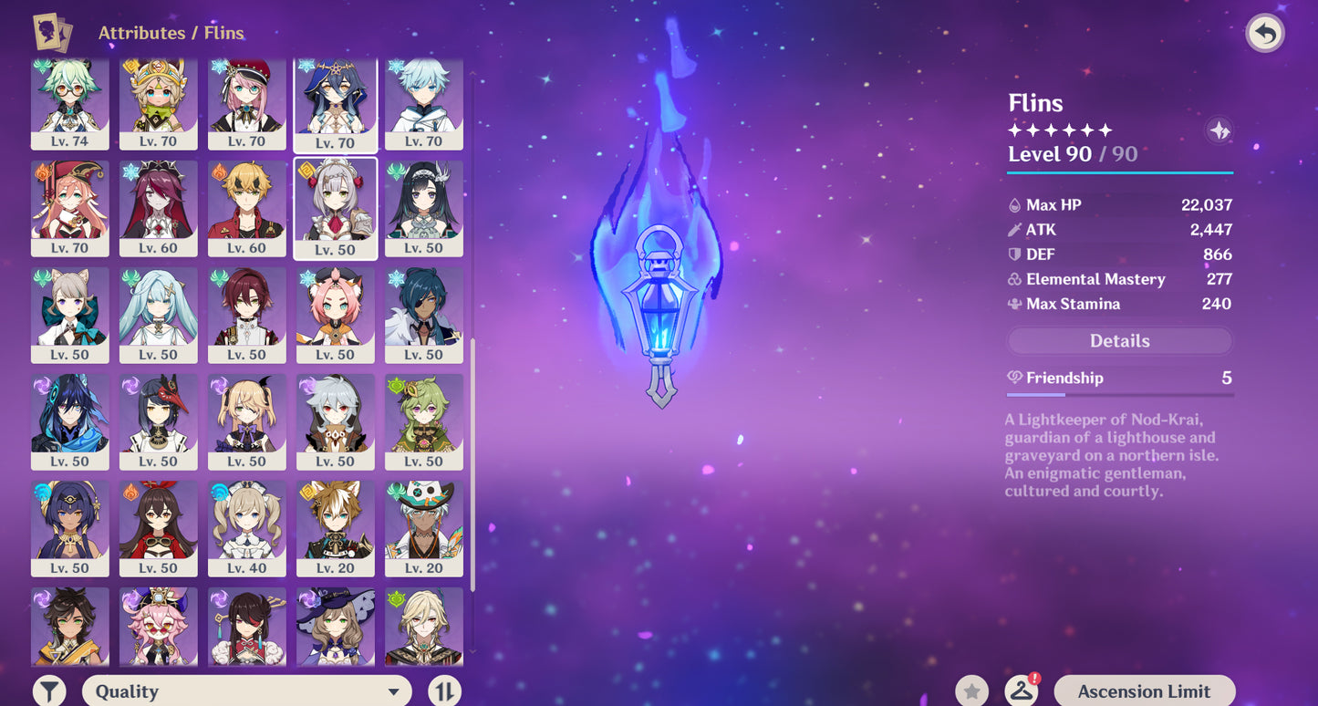 [AR 59] ⭐️ Flins + Neuvillette + Furina C1 + Kinich + Navia + Chasca + Yelan + Mualani + Nahida + Kazuha + Venti  — Cuenta Genshin Impact