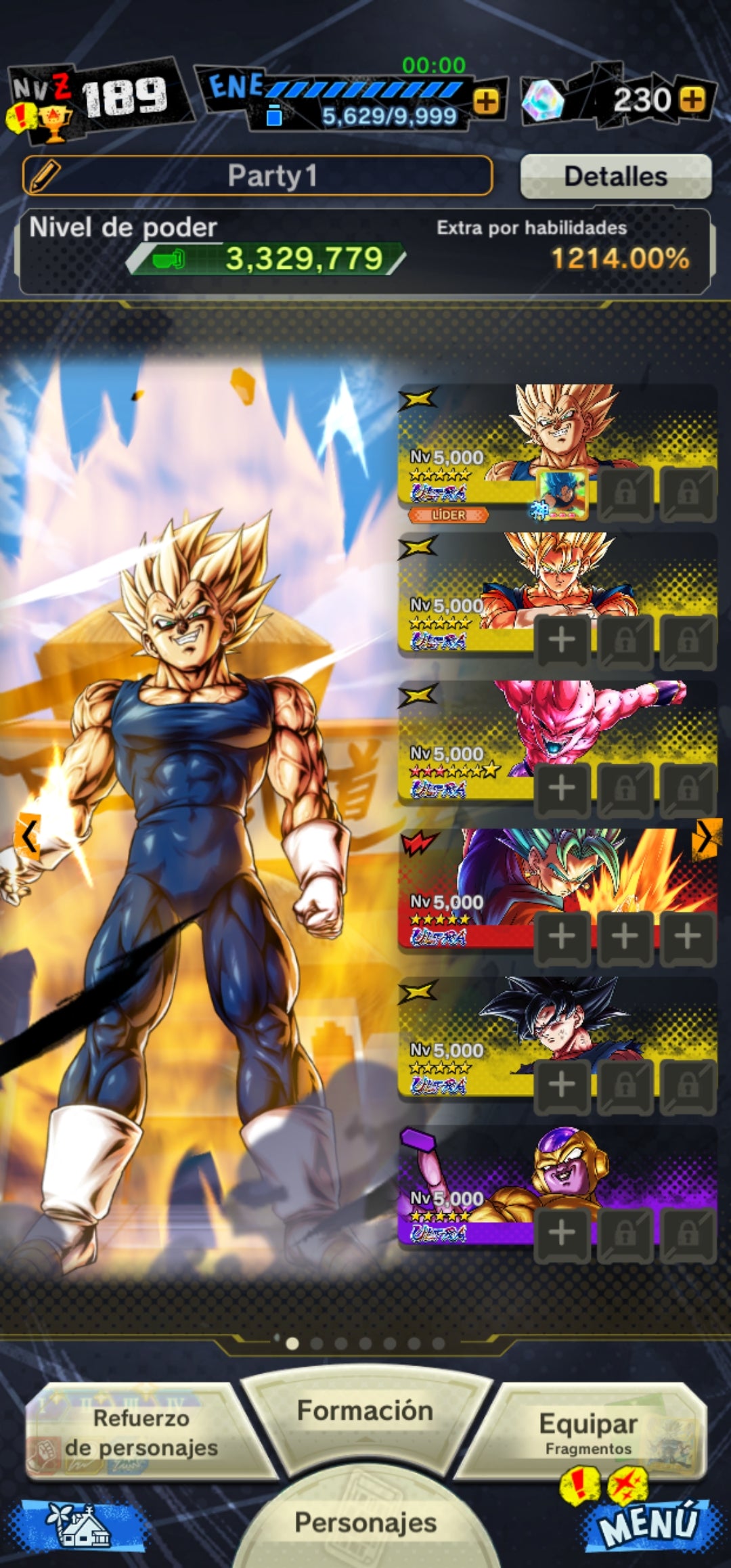 [ANDROID / IPHONE] ⭐️6 ULTRAS ⭐️Super Saiyan GOD SS Vegetto + Super Vegetto + Majin Vegeta + Pre Ultrainstinto Goku + Golden Freezer + Majin Buu puro 3 estrellas rojas +  23 LEGENDS LIMITED⭐️