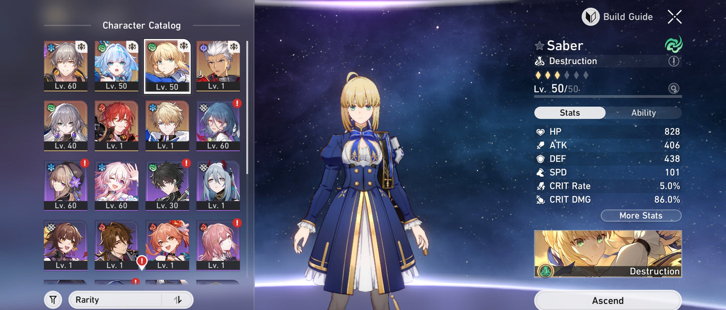 [TL 50] ⭐️CUMPLEAÑOS LIBRE⭐️+51 Tickets⭐️ Cerydra + Cono , Saber + Cono , Archer + Bronya + Himeko + Gepard