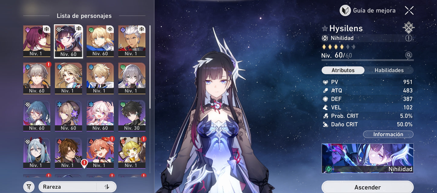 [Nivel 50] CUMPLEAÑOS LIBRE!⭐️ Hysilens + Cono + Kafka + Saber + Cono + Archer + Yanqing + Gepard + Bronya