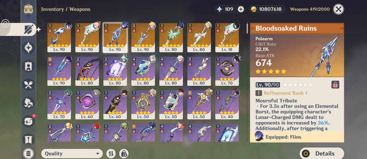 NA AR57| Zibai + Columbina + Flins +Bloodsoaked Ruins , Skirk + Arlecchino + Neuvillette + Yoimiya C1 + Kazuha + Clorinde + Yelan + Raiden Shogun + Ayaka C1 + Klee + Diluc C1 + Tighnari + Keqing + Qiqi + Mizuki + Dehya + Jean