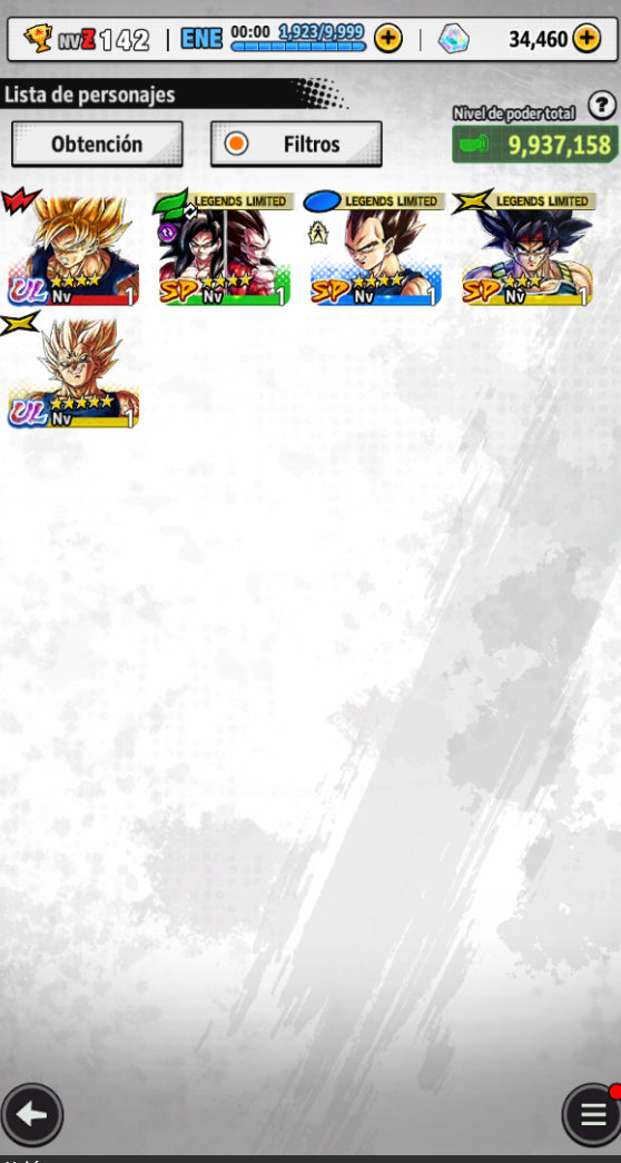 [Android] 34,460  Cronocristales 💎|  ⭐️ Majin Vegeta [ULTRA] | ⭐️ 2 Legends Limited | Dragon Ball: Legends Cuenta Reroll
