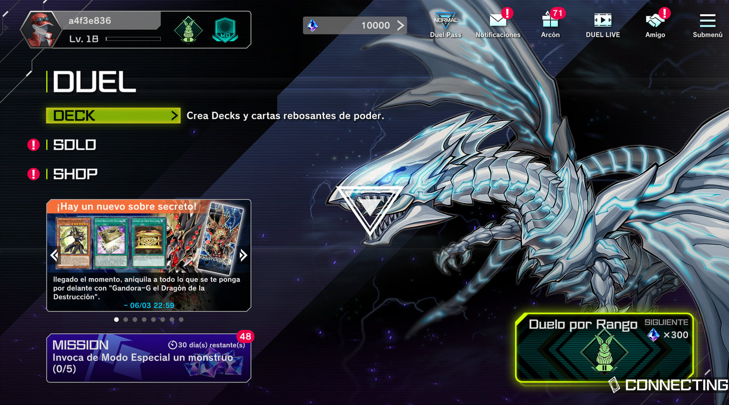 [Cuenta Inicial] +30000 Gemas , +400 UR CP , + 150 SR CP + 200 TIQUE DE LEGADO ╹Yu-Gi-Oh! Master Duel