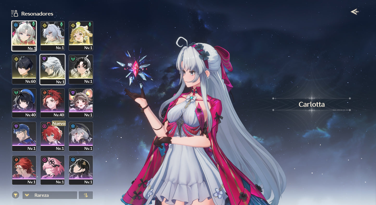 [Nivel 38]✔️Cumpleaños libre | 9681 Astritas💎 + 26 Mareas radiantes💎⭐️Zani + Arma + Carlotta + Veritas + Calcharo + Jianxin | Wuthering Waves Cuenta reroll