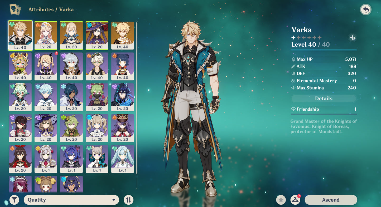 [Nivel 55] ⭐️ Varka + Arma + Nicole