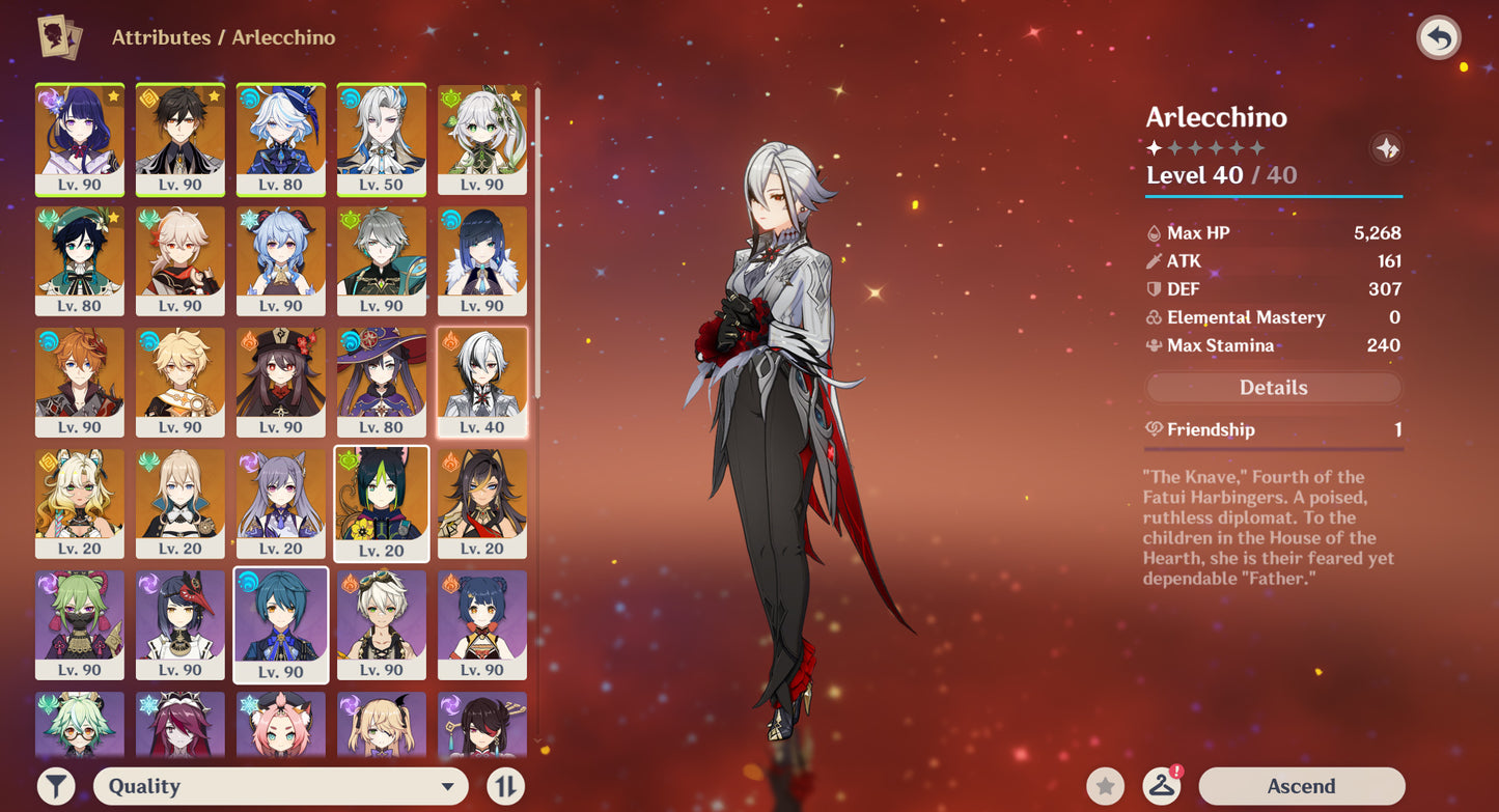 [AR 58] ✨ Raiden Shogun C2 + Zhong Li + Furina + Neuvillette + Nahida + Venti + Kazuha + Ganyu + Alhaitham + Yelan + Tartaglia + Hu Tao + Arlecchino + Xilonen