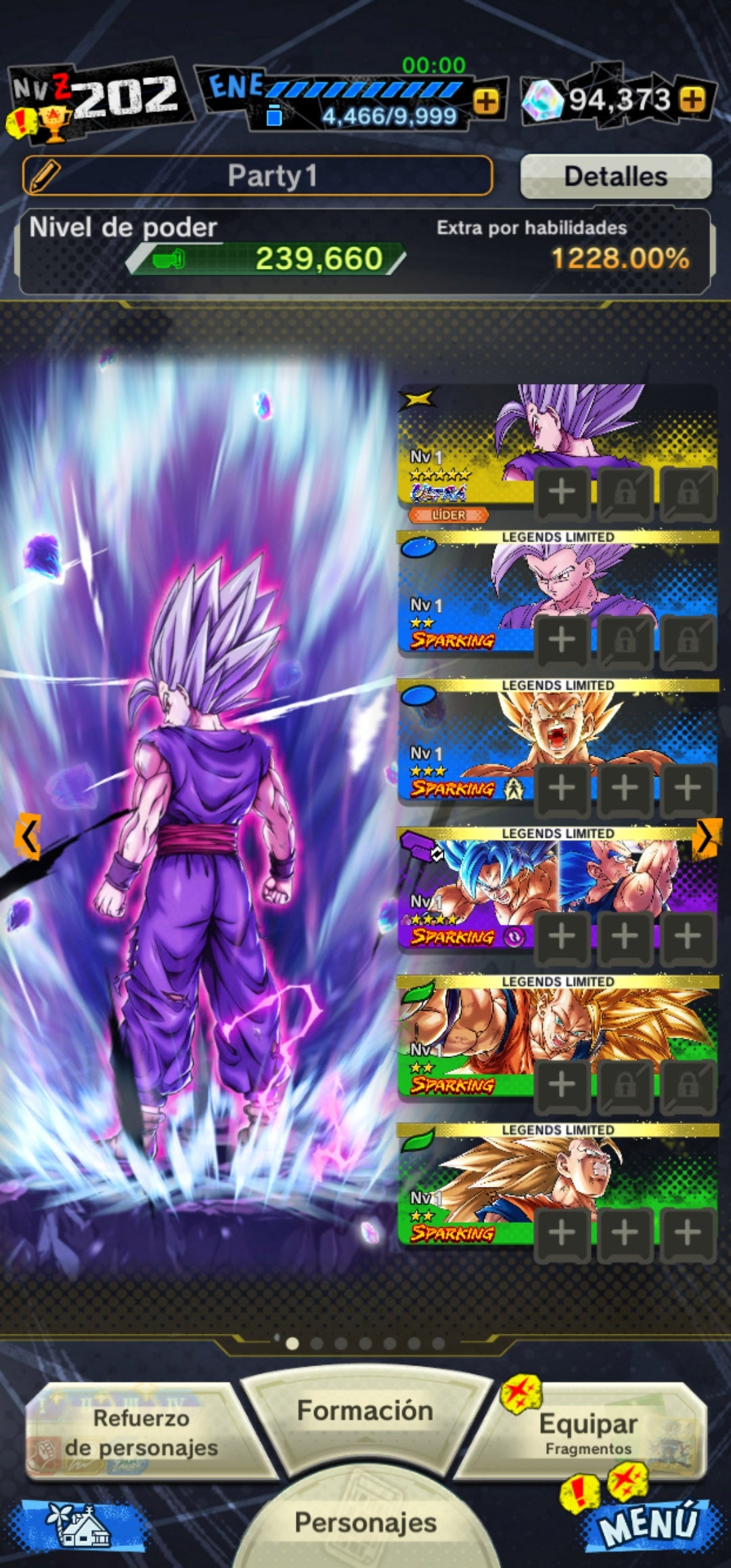 [Android] ⭐️ GOHAN BESTIA (UL)⭐️ + 💎94,373 Cronocristales💎