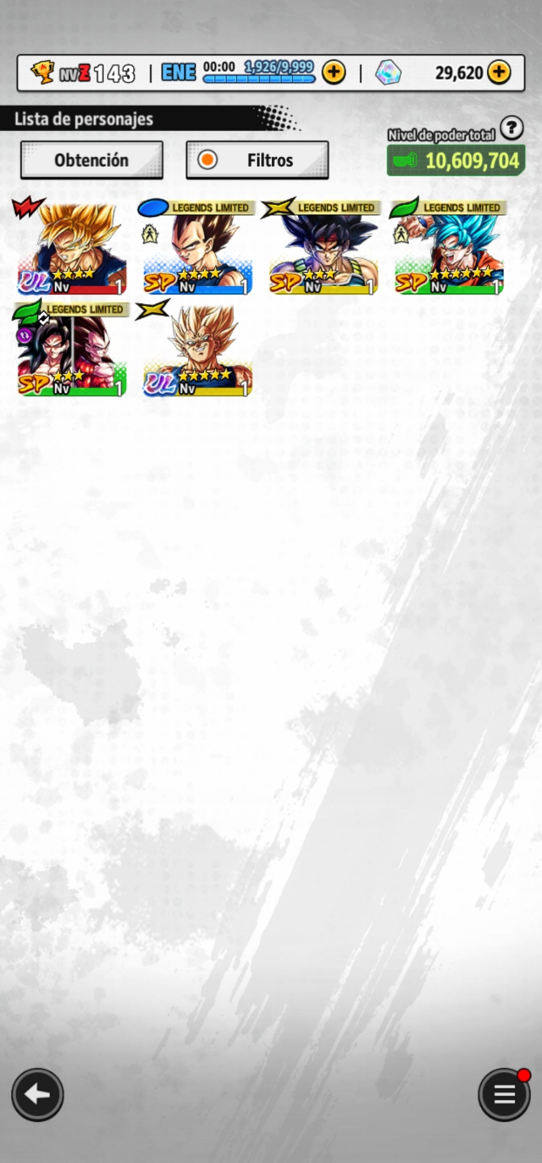 [Android] 29,560 Cronocristales 💎|  ⭐️ Majin Vegeta[ULTRA] | ⭐️ 4 Legends Limited | Dragon Ball: Legends Cuenta Reroll