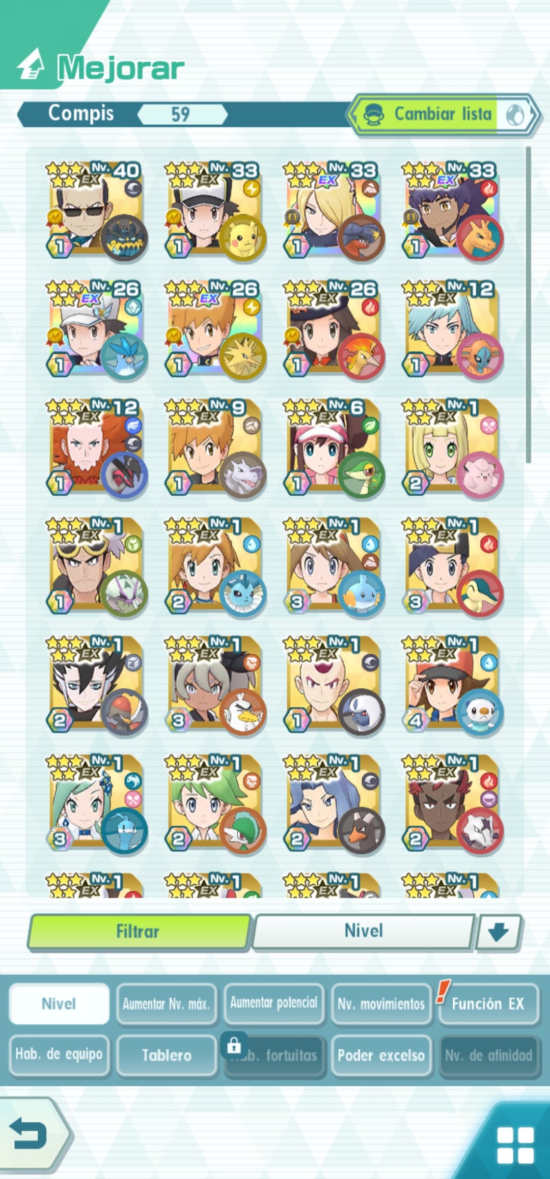 [Android] ✨ Giovanni (Traje S, Voraz) + Cintia (Architraje) + Lionel (Architraje) + Rojo (Traje S, Rayo) + Neocampeones (Rojo, Azul, Verde) + Maximo (Traje S) 💎212,320 Gemas💎