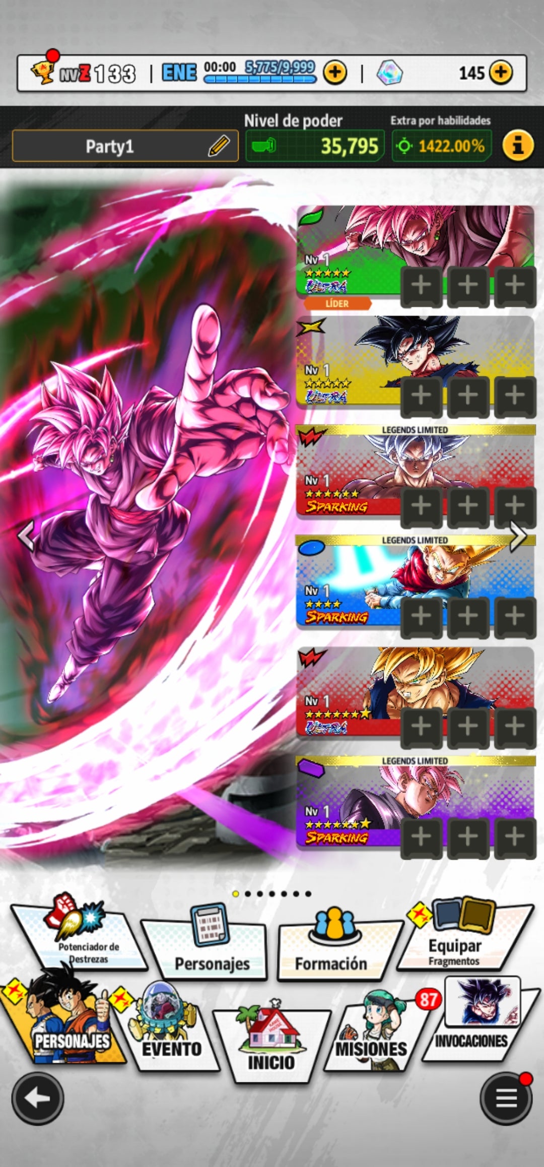 [Android & iPhone]  ⭐️ Supersaiyajin Rosa Goku Oscuro [ULTRA]+ Pre-Ultrainstinto Goku [ULTRA] | ⭐️ 10 Legends Limited | Dragon Ball: Legends Cuenta Reroll