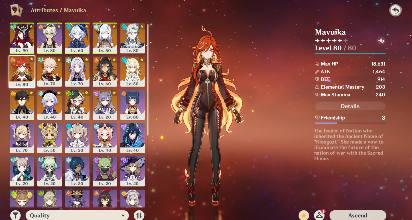 [AR 55] ⭐️ Mavuika + Arma + Chasca + Arma + Furina + Shenhe + Neuvillette + Kazuha + Citlali + Zhong Li + Emilie — Cuenta Genshin Impact