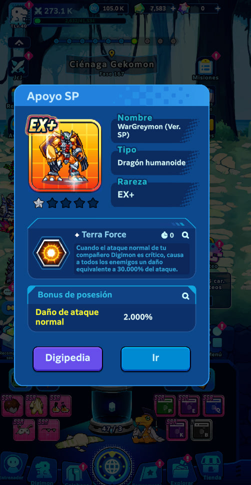 [Nivel +40] Stingmon + WarGreymon APOYO SP EX+| Digimon UP Reroll cuenta