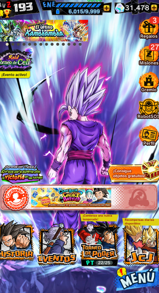 [Solo Android] ⭐️SS Rosé Goku Black + SS GOD SS Vegito + Cell Perfecto (UL) + Gohan (Chico, UL) + Gohan Bestia (UL)⭐️ + 💎31,478 Cronocristales💎+ 17 LL