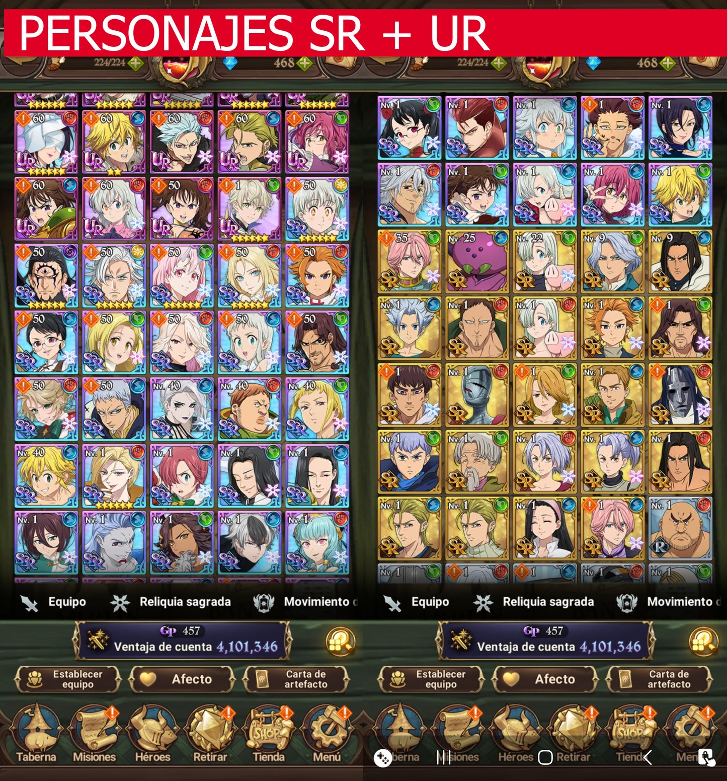[Server Global Rank 129] ⭐️4,1M + "Nuevo" Dios del Sol Freyr UR⭐️+5 LR + 109 SSR +SOLO LEVELING COLLAB