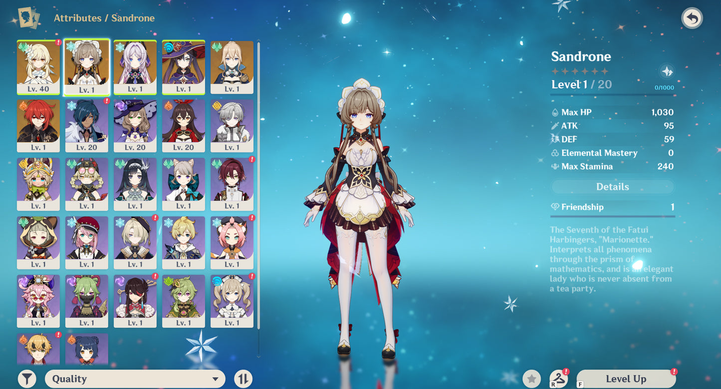 [Nivel 55] ⭐️85 Deseos + Sandrone + Arma , Citlali + Arma , Mona , Jean , Diluc⭐️CUMPLEAÑOS LIBRE⭐️