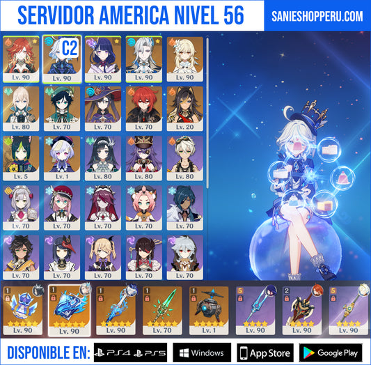 [AR 56] ⭐️Furina C2 + Mavuika + Raiden Shogun + Neuvillette + Venti + Mona + Diluc + Dehya + Tighnari + Qiqi&nbsp;