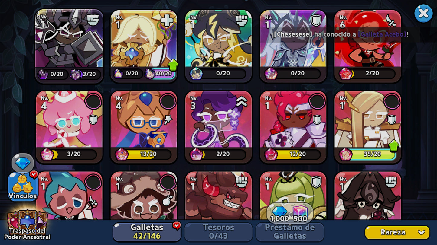 [SERVIDOR: VAINILLA PURA] 67,894 Cristales 💎 | Cortador de Galletas Especial: 416🍪 | Cortador de Galletas Magico: 101 🍪 | Cubo Arcoiris: 50,000+ 🌈 | Cookie Run: Kingdom Cuenta Reroll