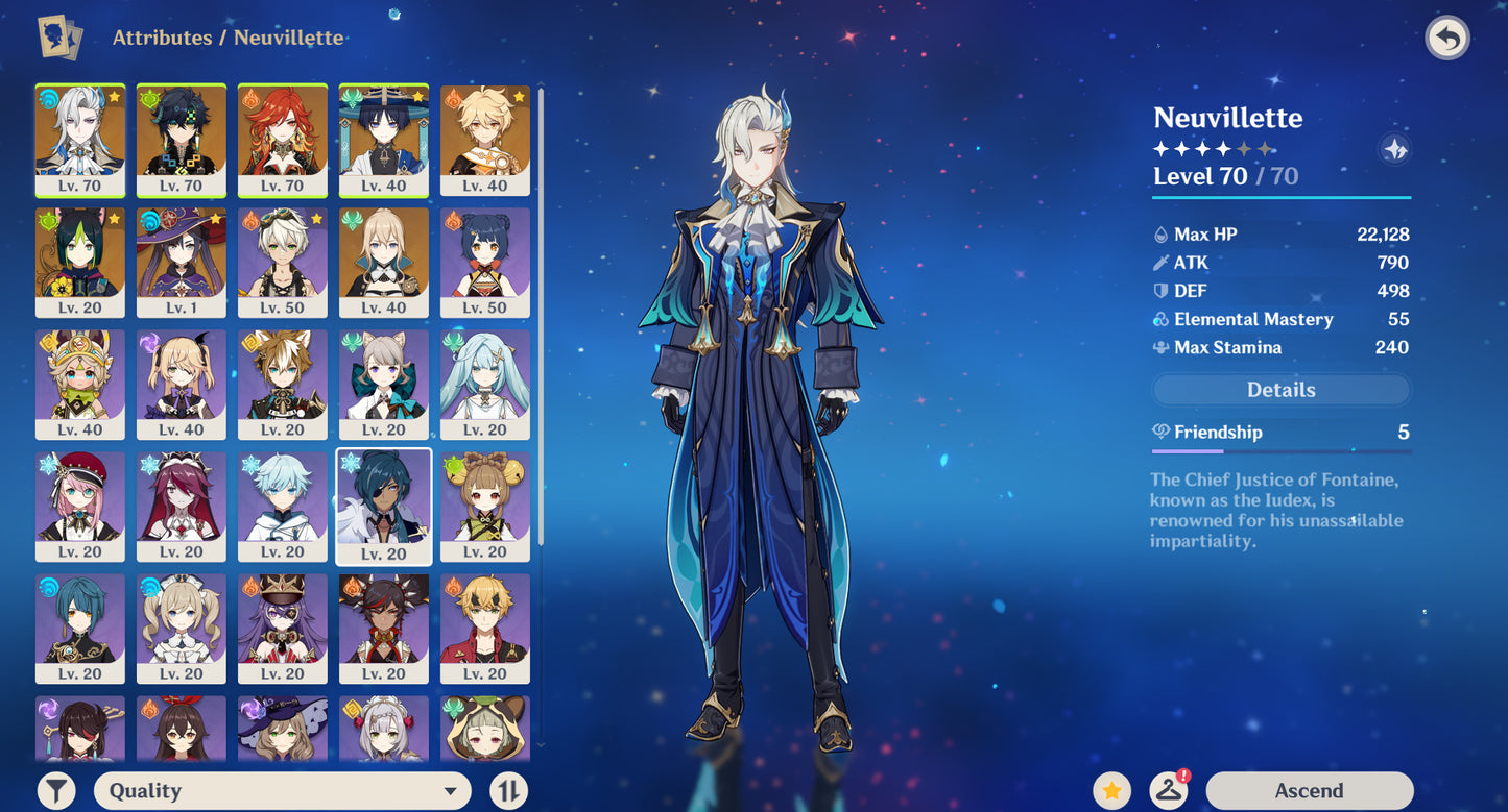 [Nivel 41] ✨Mavuika C1 + Neuvilette + Kinich + Wanderer + Tighnari + Mona + Jean