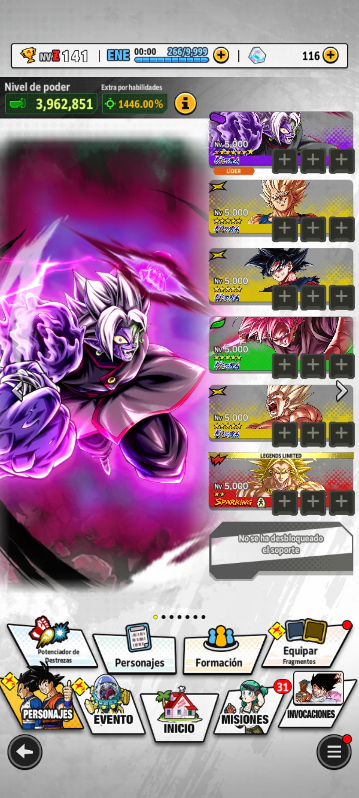 [Android & Iphone] 5 ULTRAS⭐️Zamasu Fusionado 1 estrella roja ULTRA +Pre Ult Goku ULTRA + Supersaiyajin Goku ULTRA + Majin Vegeta Ultra + Ssj Rosa Goku ULTRA + 10 LL