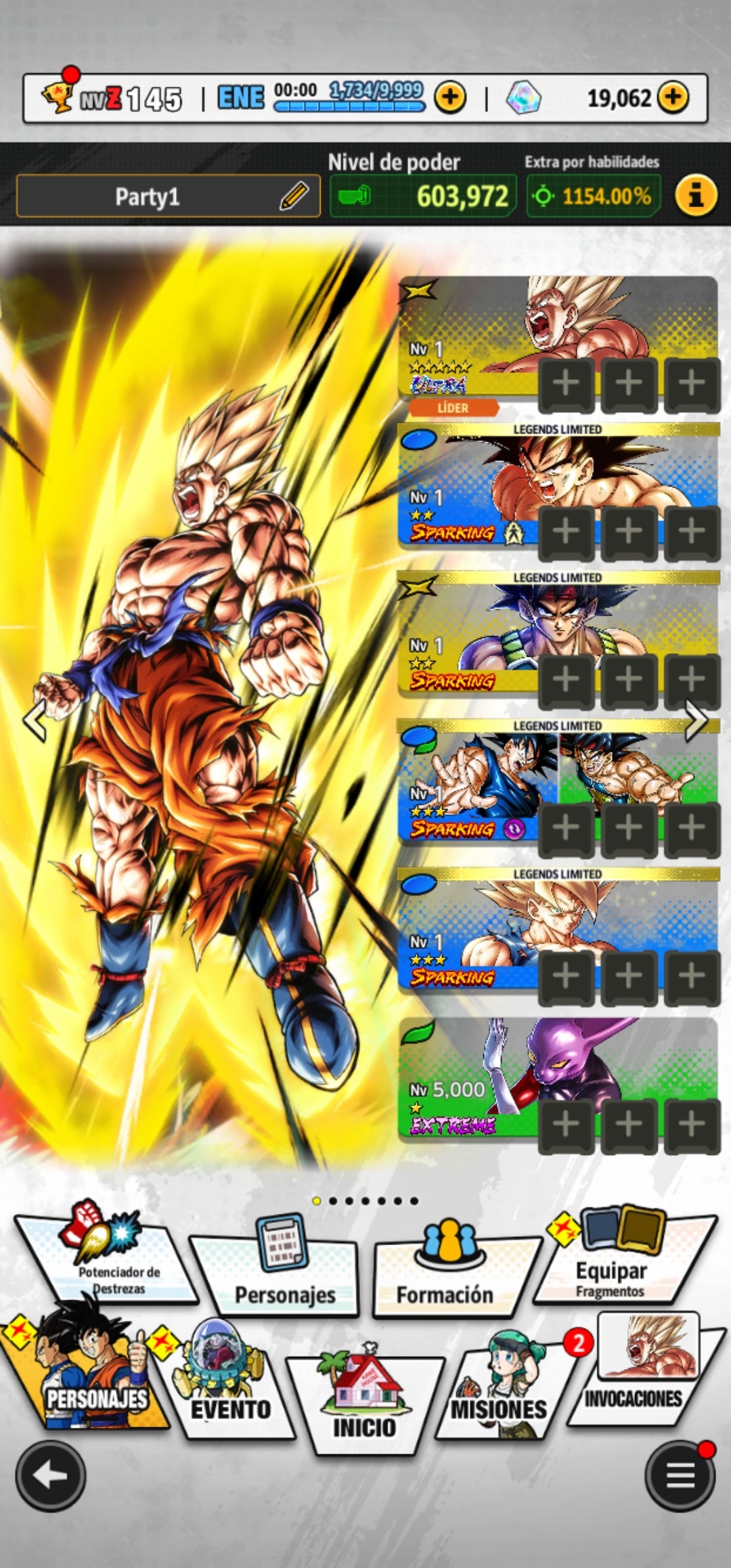 [Solo Android] #7⭐️ULTRA GOKU SUPERSAIYAYIN  + 4 LL⭐️ + 💎10,062 Cronocristales💎