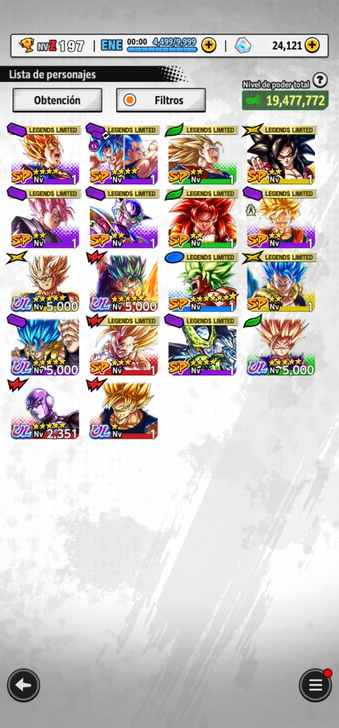 [Solo Android] ⭐️ SS GOD SS VEGITO (ULTRA)+ SS2 GOHAN (CHICO) ULTRA + MAJIN VEGETA ULTRA + Super Saiyan God SS Gogeta + HIT + 12 LL + 💎24,121 CC⭐️