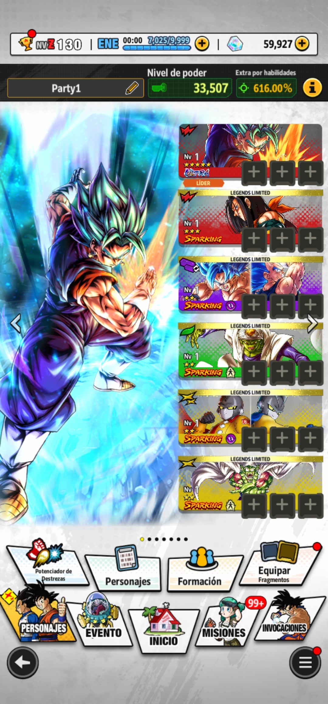 [Solo Android] ⭐️ SS GOD SS VEGITO (ULTRA)⭐️ + 💎59,927 Cronocristales💎 + 8 LL