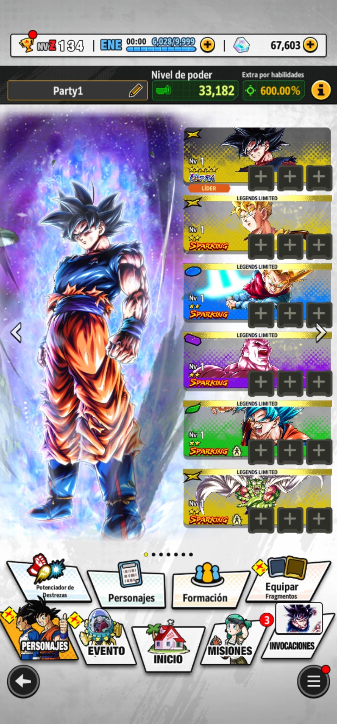 [Android]  65,603 Cronocristales 💎|  ⭐️ Pre-ultrainstinto Goku [ULTRA] | ⭐️ 7 Legends Limited | Dragon Ball: Legends Cuenta Reroll
