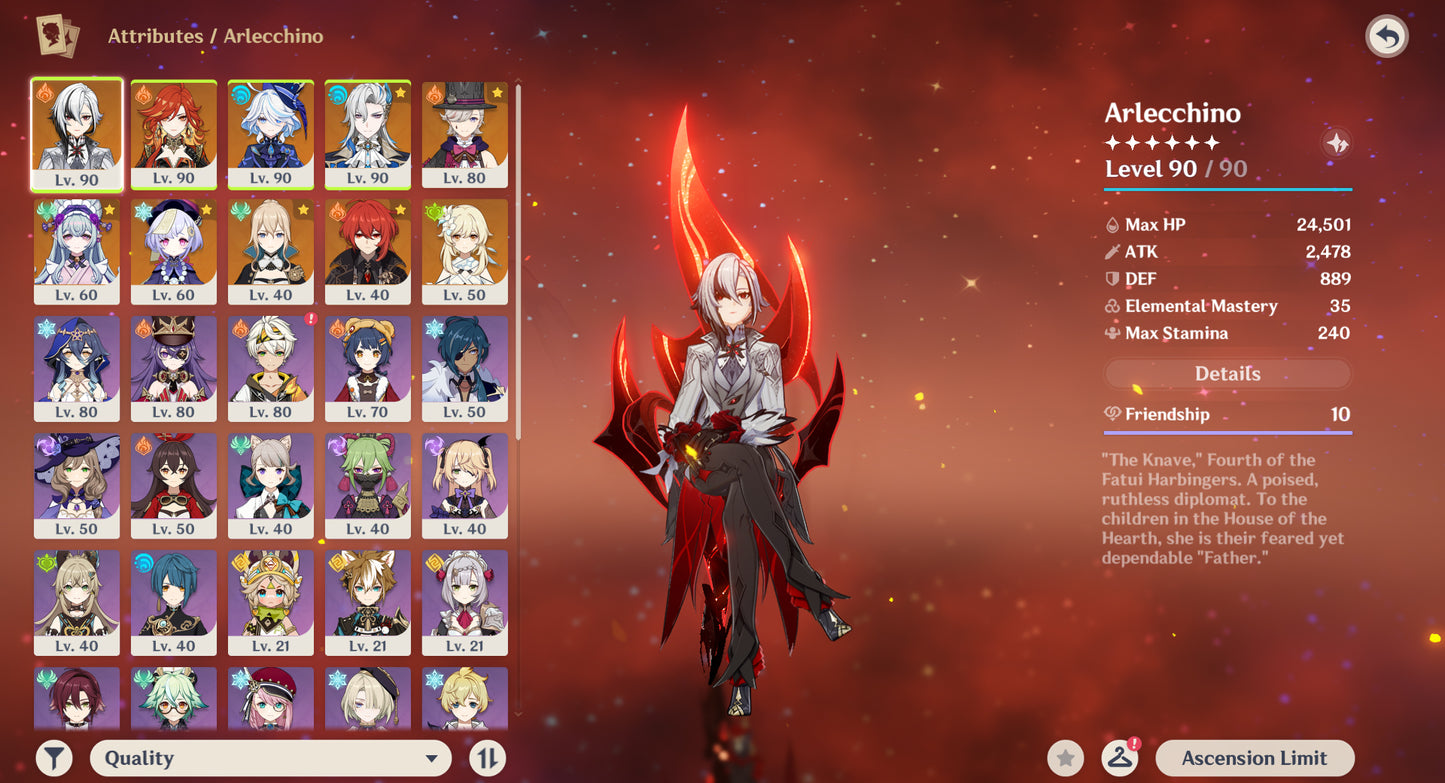 [Nivel 56] Arlecchino C2 + Arma , Mavuika , Lyney C1 + Arma , Furina , Neuvillete C1 + Jean C1, Qiqi , Diluc , Mizuki