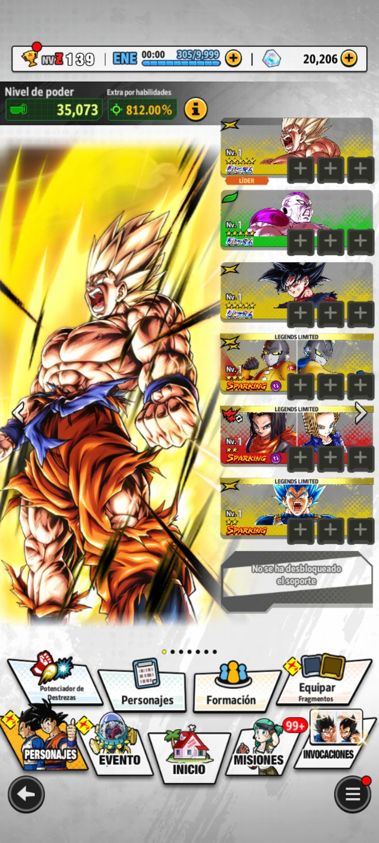 [Android] ⭐️ 3 ULTRAS — Pre-Ultra Instinto Goku + SS Goku + Forma Final Freezer + 💎20,206 Cronocristales💎