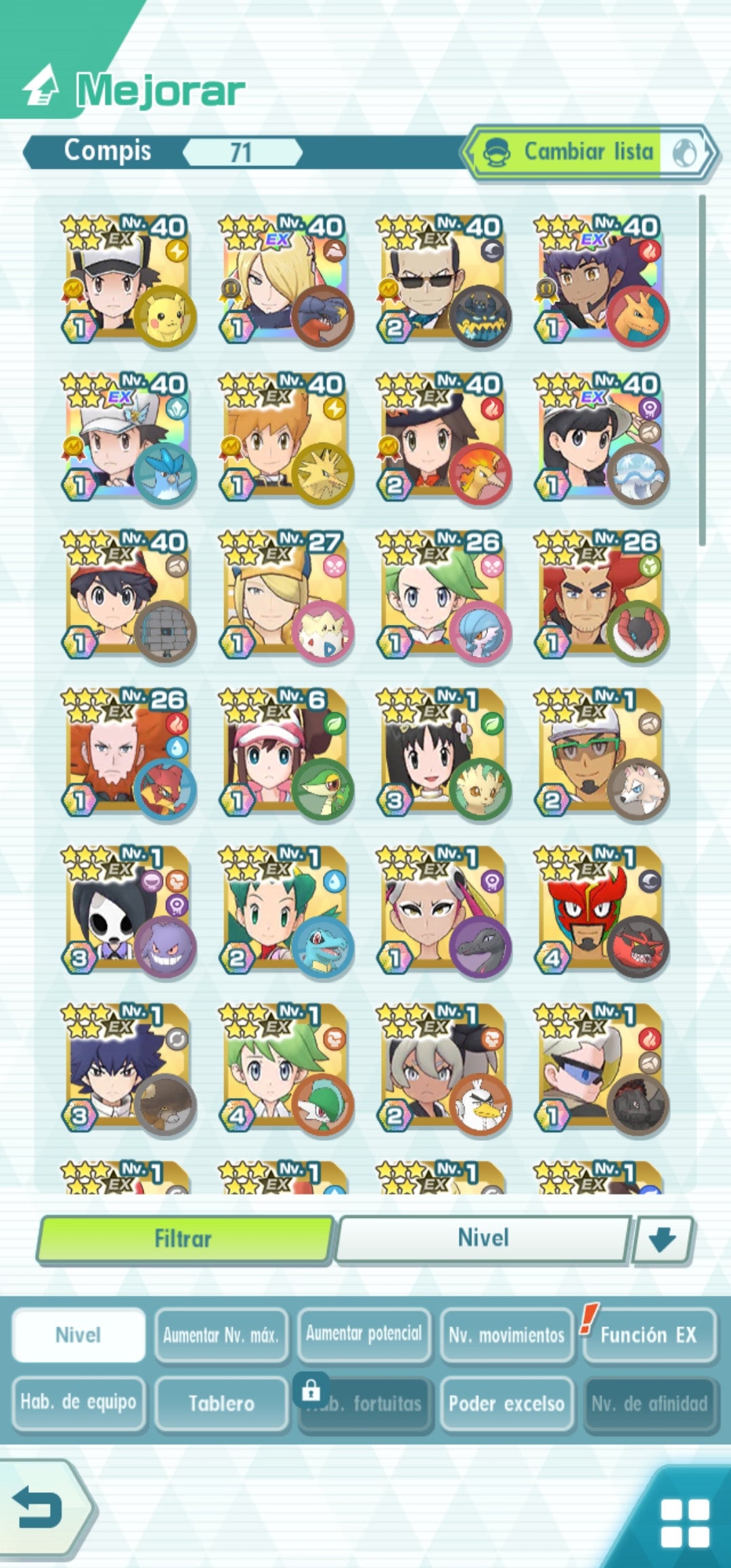 [Android] ✨ Giovanni (Traje S, Voraz) + Cintia (Architraje) + Lionel (Architraje) + Rojo (Traje S, Rayo) + Neocampeones (Rojo, Azul, Verde) + Selene + Elio (Ultras) + Volus+ 💎110, 280 Gemas💎