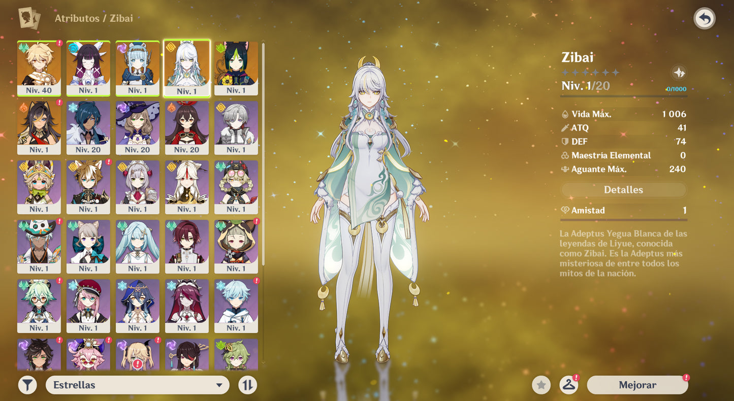 (REROLL + CUMPLEAÑOS LIBRE) Nivel 55 + Ineffa + Zibai + Colombina + 96 Destinos Entrelazados ✨