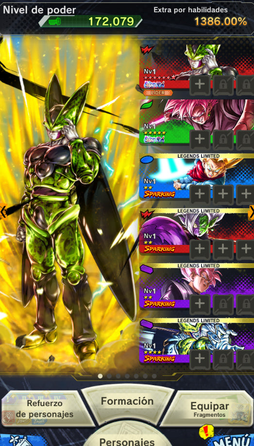 [Android] ⭐️ Cell Perfecto (7 ESTRELLAS) + SS ROSÉ GOKU BLACK⭐️ + 💎54,167 Cronocristales💎 + 10 LL