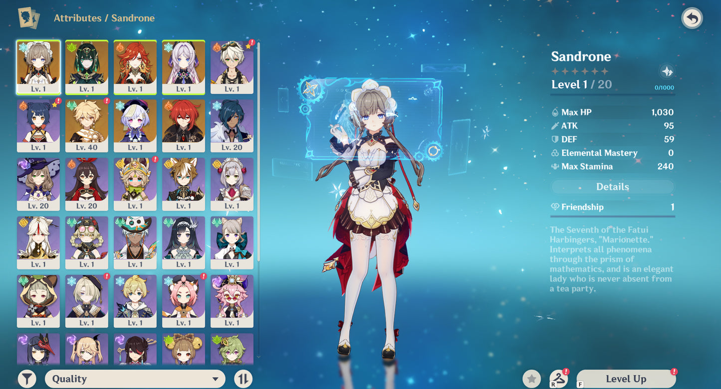 [Nivel 55] ⭐️91 Deseos + Sandrone + Arma , Citlali + Nefer + Mavuika + Diluc + Qiqi⭐️CUMPLEAÑOS LIBRE