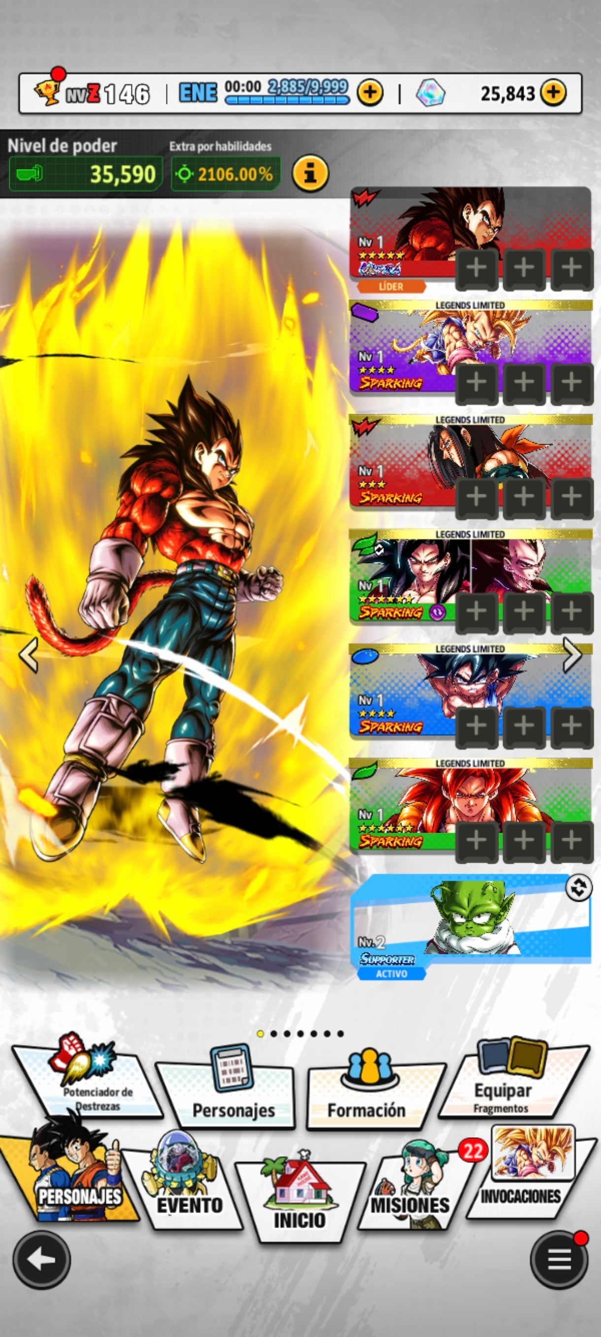 [Solo Android] ⭐️SS4 VEGETA⭐️ + 💎25,843 Cronocristales💎 + 5 LL